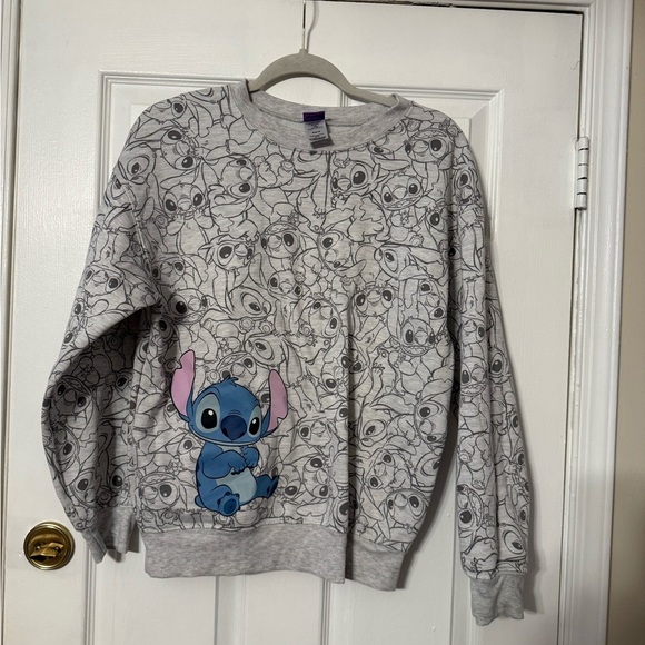 Disney Tops - Disney Stitch Gray Sweatshirt with Blue Character Design